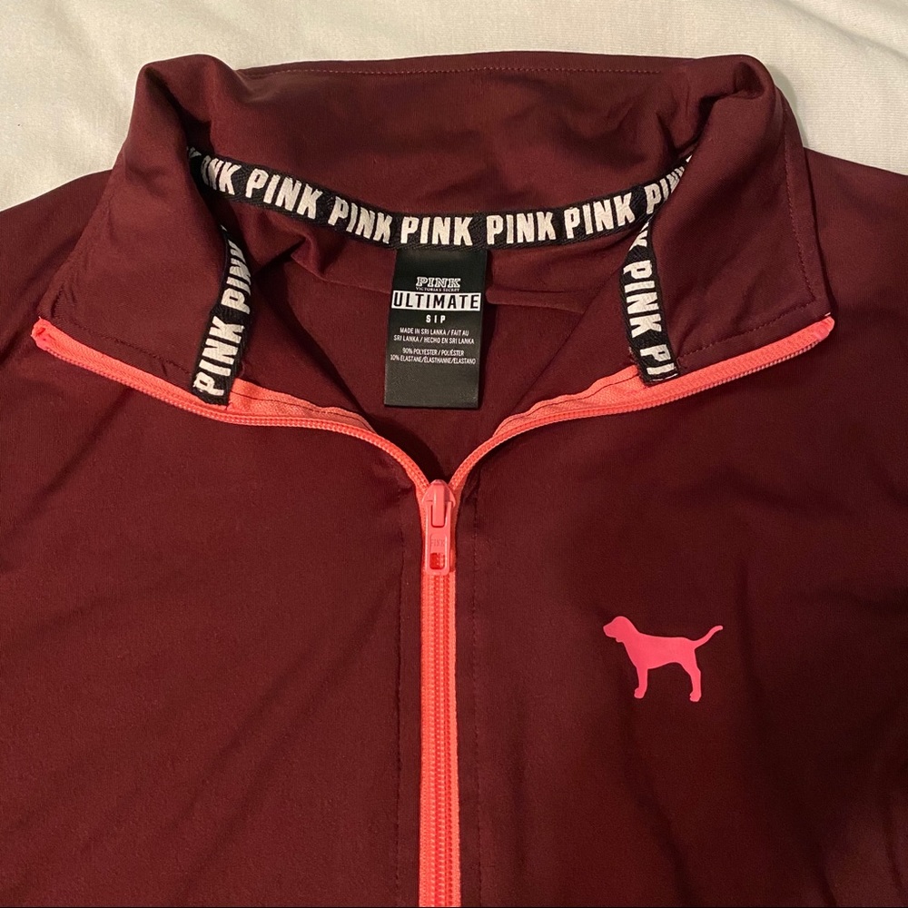 PINK Maroon Exercise Quarterzip - Picture 3 of 5
